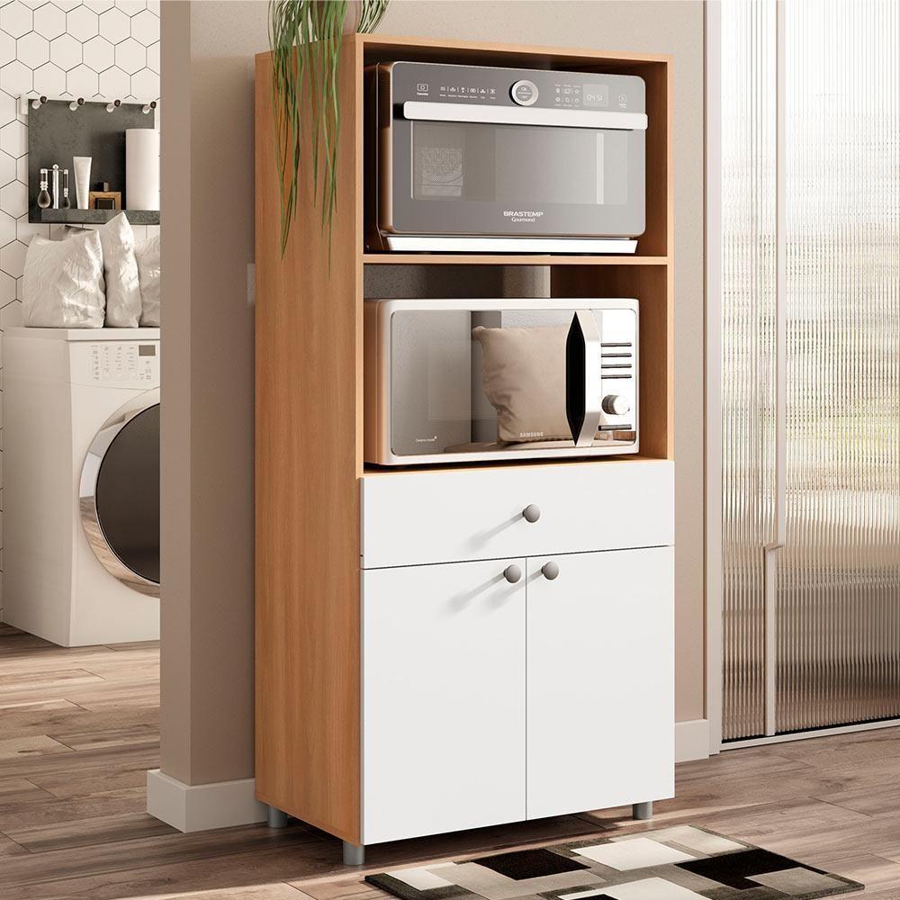 Armário De Cozinha Paneleiro Telasul âmbar 2 Portas 1 Gaveta Freijó Com Branco Freijó Com Branco - 1