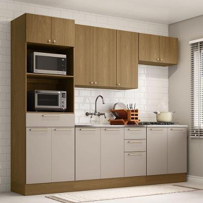 Cozinha Compacta 5 Pçs Tampo 270cm Elegance Luciane Móveis Freijó/Freijó Brasil/Cinammon