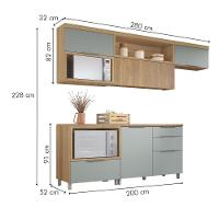 Cozinha Modulada 5 Peças E 5 Gavetas 100% Mdf Marquesa Nature/verde Nesher Nature/verde - 3