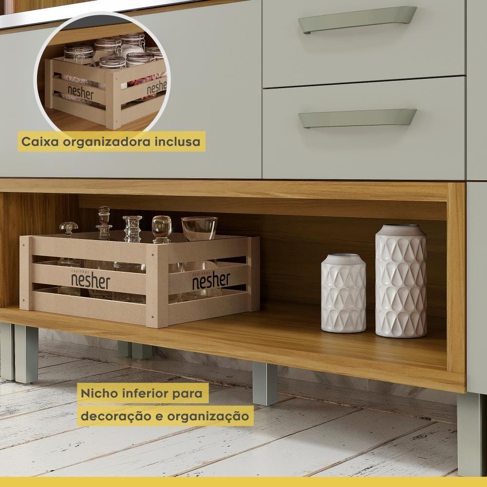 Cozinha Completa 5 Portas 4 Gavetas Ripado 100% Mdf Princesa Freijó/off White Nesher Freijó/off White - 4