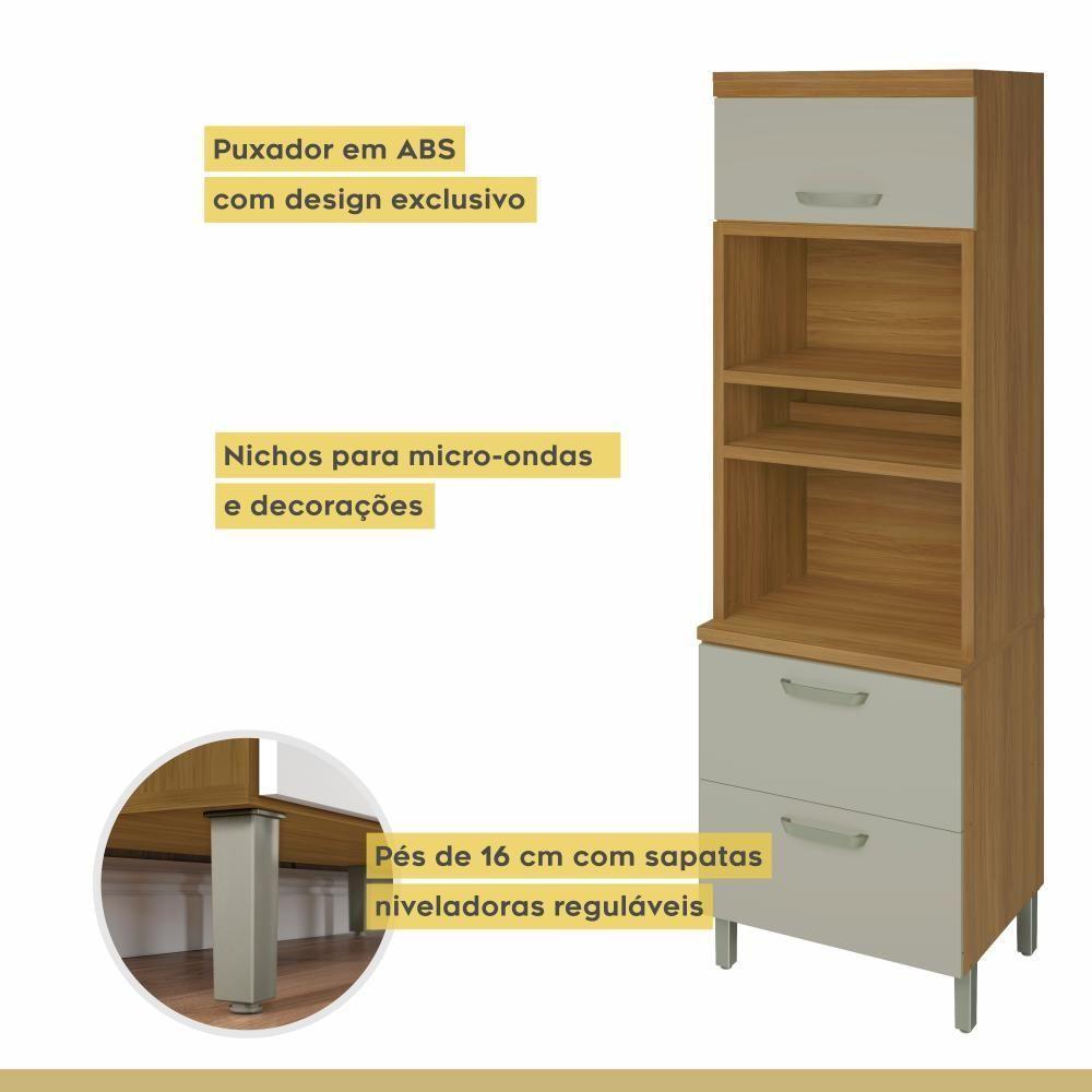 Cozinha Completa 5 Portas 4 Gavetas Ripado 100% Mdf Princesa Freijó/off White Nesher Freijó/off White - 9