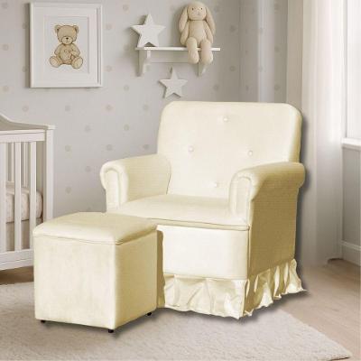Poltrona Balanço De Amamentação Quarto Com Puff Emilia Suede Bege Claro