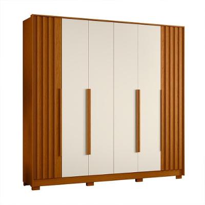 Guarda Roupa Deville 237cm 6 Portas 4 Gavetas Com Pés Cinamomo off White