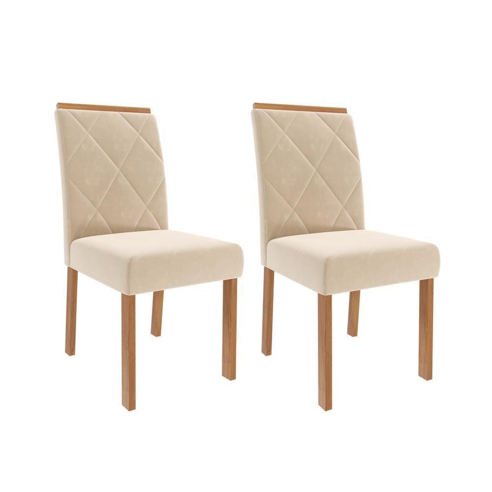 Conjunto 2 Cadeiras Fernanda Madeira/nude Cimol Móveis  - 1