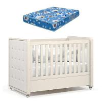 Berço Americano Tutto New Off White Com Capitonê New Boucle E Colchão Ortobom - Matic - 1