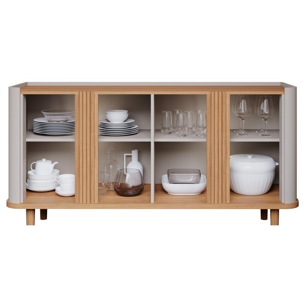 Buffet 4 Portas Eva Off White/nature Cimol Móveis  - 2