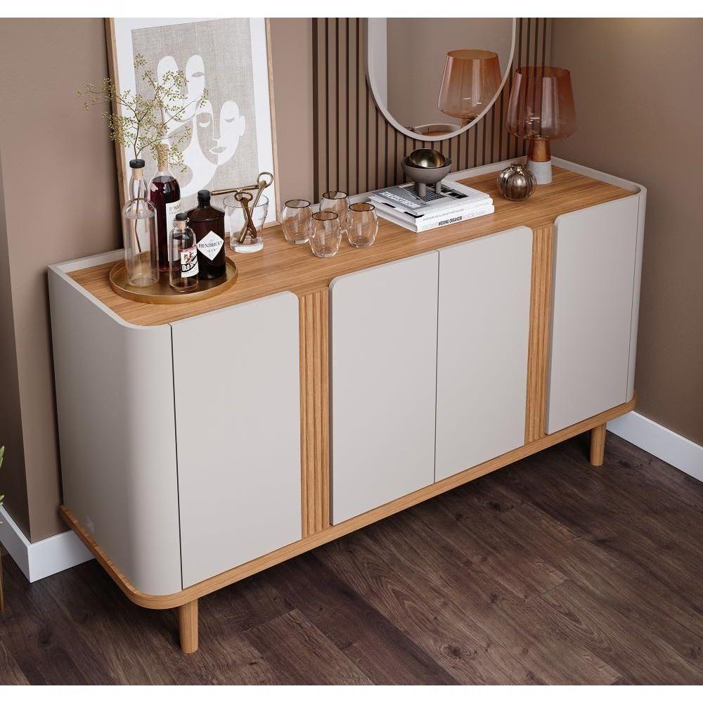 Buffet 4 Portas Eva Off White/nature Cimol Móveis  - 3