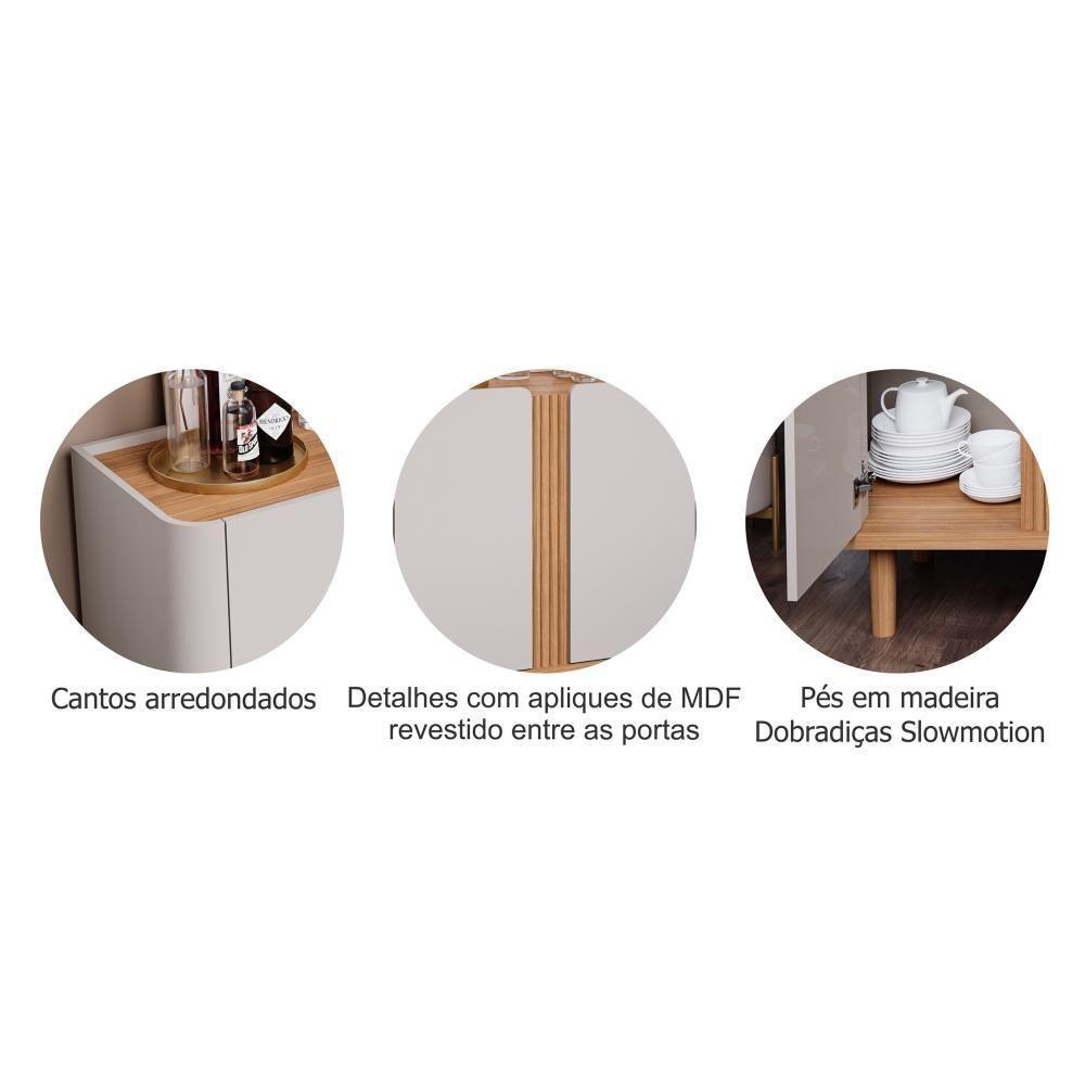 Buffet 4 Portas Eva Off White/nature Cimol Móveis  - 5