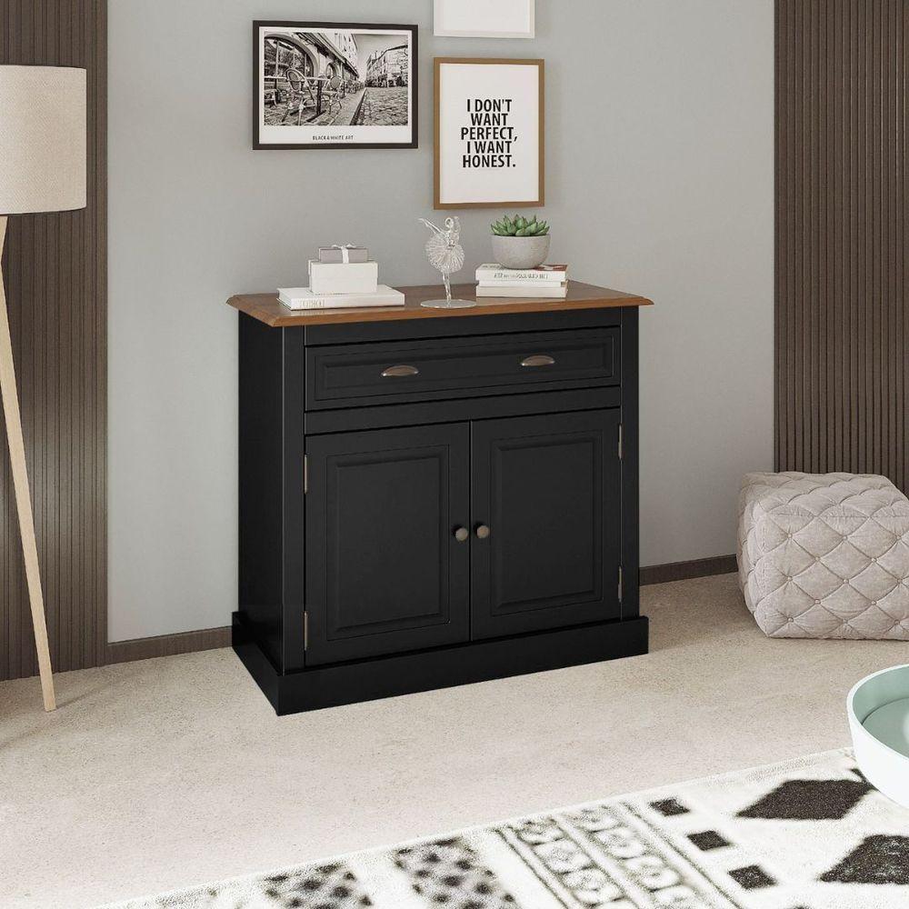 Balcão Buffet Aparador 2 Portas 1 Gaveta Preto Farm House - 1