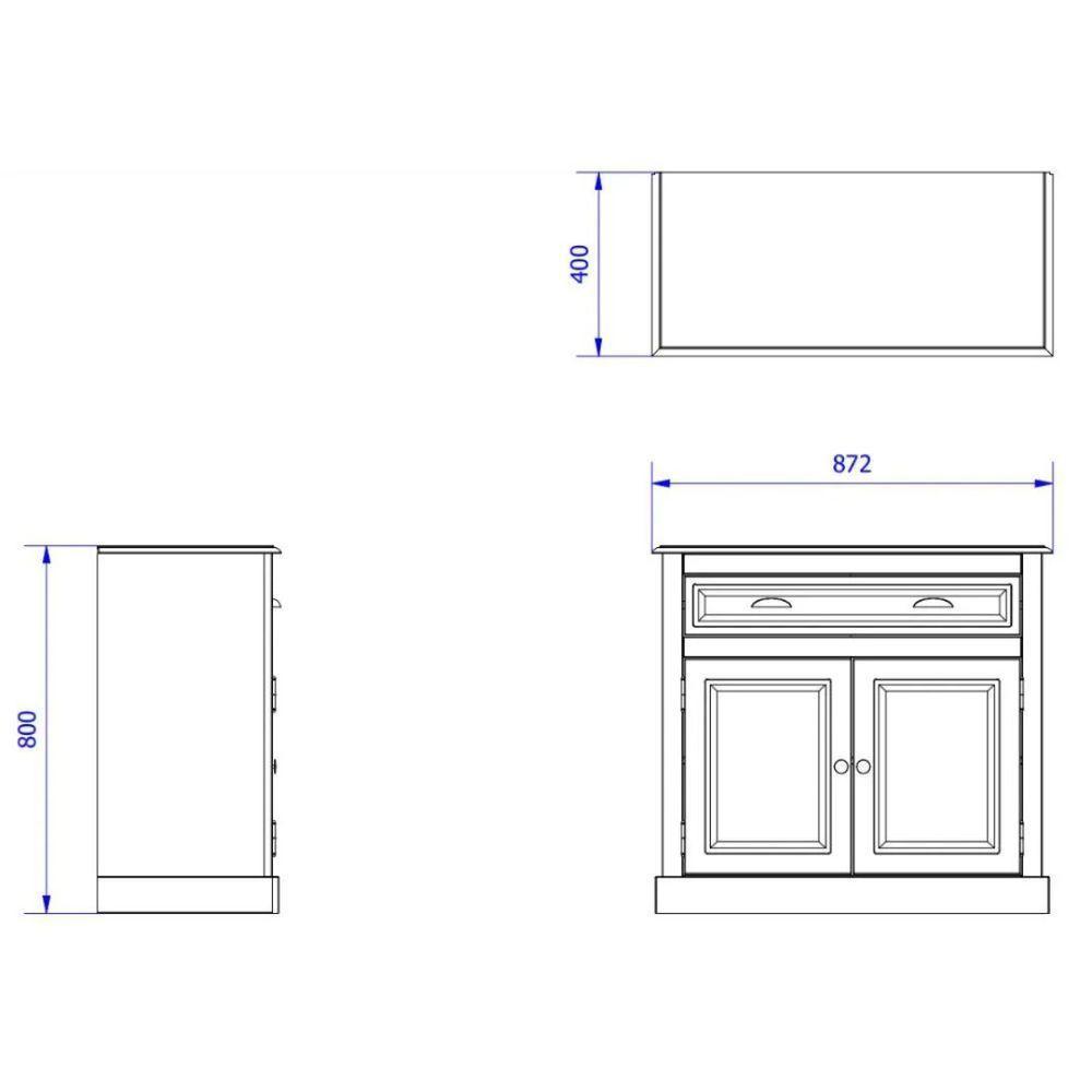 Balcão Buffet Aparador 2 Portas 1 Gaveta Preto Farm House - 2