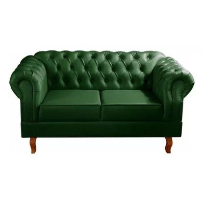 Sofá Chesterfield 2 Lugares Dom Pedro Vintage Retrô Capitonê Couro Verde