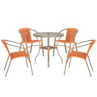 04 Cadeiras Floripa E Mesa Roma 80cm Fendi Trama Original Terra Cota - 1