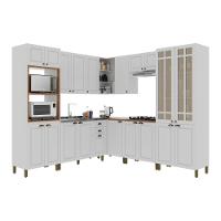 Cozinha Modulada 20 Portas 2 Gavetas Com Vidro Reflecta Firenze Branco Indekes Branco - 1
