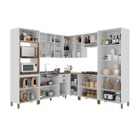 Cozinha Modulada 20 Portas 2 Gavetas Com Vidro Reflecta Firenze Branco Indekes Branco - 3