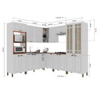 Cozinha Modulada 20 Portas 2 Gavetas Com Vidro Reflecta Firenze Branco Indekes Branco - 4