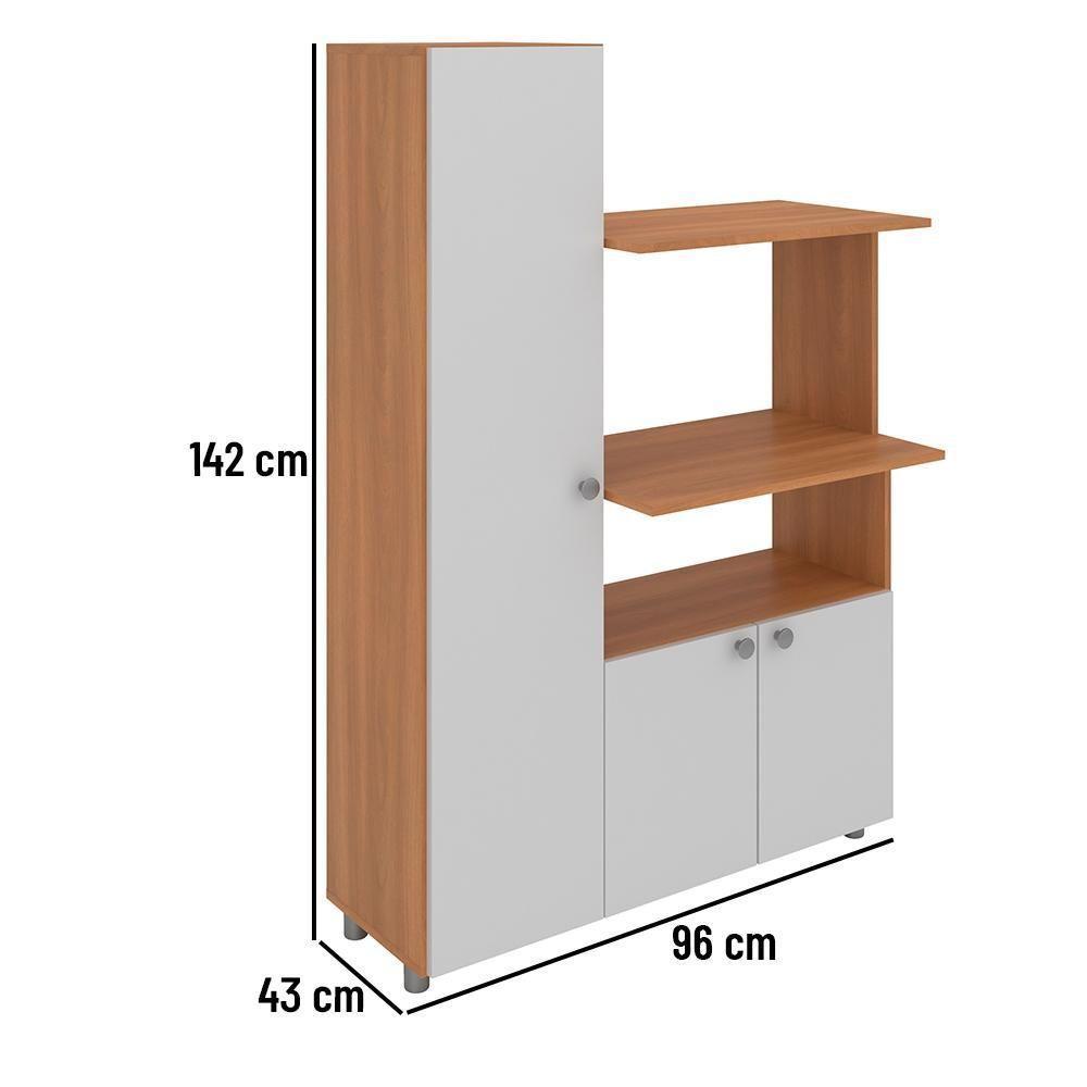 Armário De Cozinha Multiuso âmbar 3 Portas Forno E Micro Freijó Com Branco Freijó Com Branco - 4