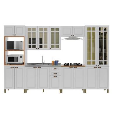 Cozinha Modulada Estilo Americana Com Vidro Reflecta Firenze Branco Indekes Branco