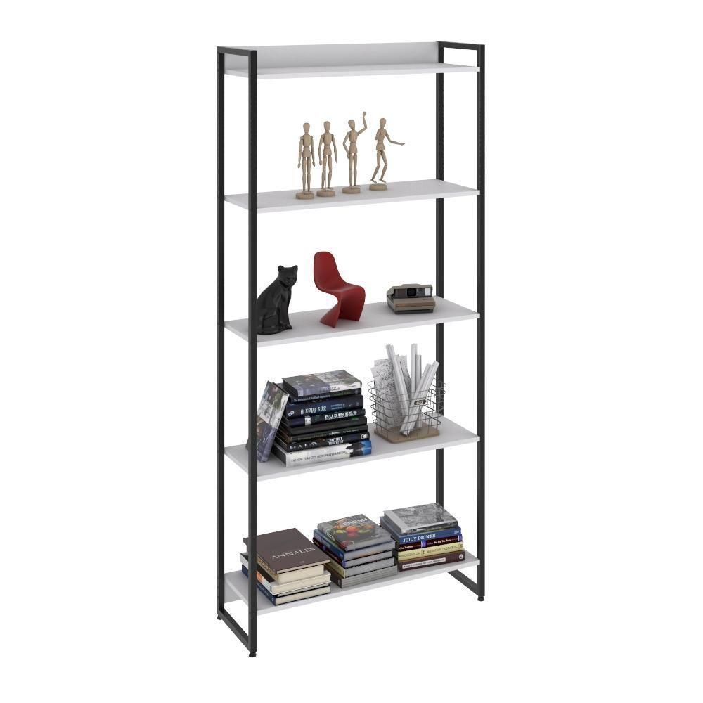 Estante Dynamica 80x30x187cm C/05 Prateleiras Branco Chess / Est.preta Branco Chess / Est.preta - 5