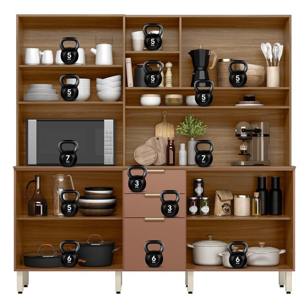 Cozinha Compacta Amora 10 Portas 2 Gavetas Amora Amendola/marsala Prime Tx Demobile Amendola/marsala Prime Tx - 5