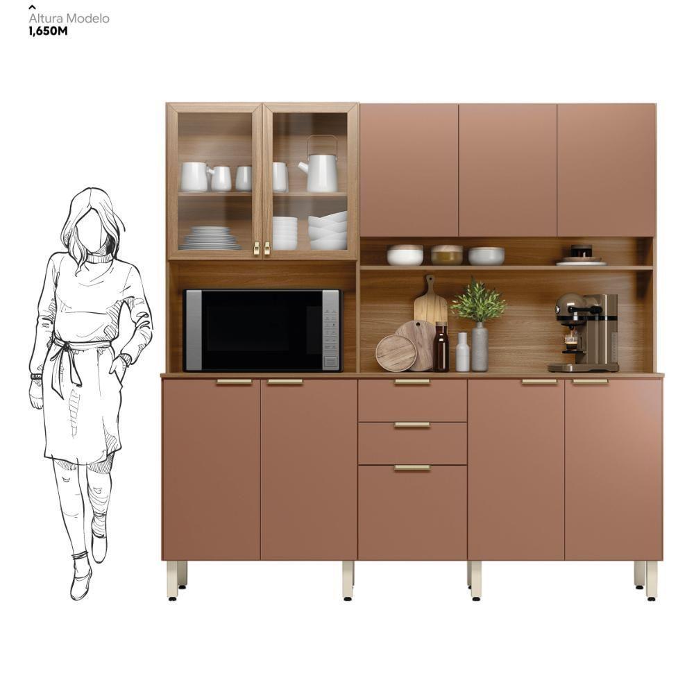 Cozinha Compacta Amora 10 Portas 2 Gavetas Amora Amendola/marsala Prime Tx Demobile Amendola/marsala Prime Tx - 6