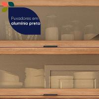 Armário Aéreo Castanha 1200mm Com 2 Portas De Vidro - Freijó E Cinza - 6