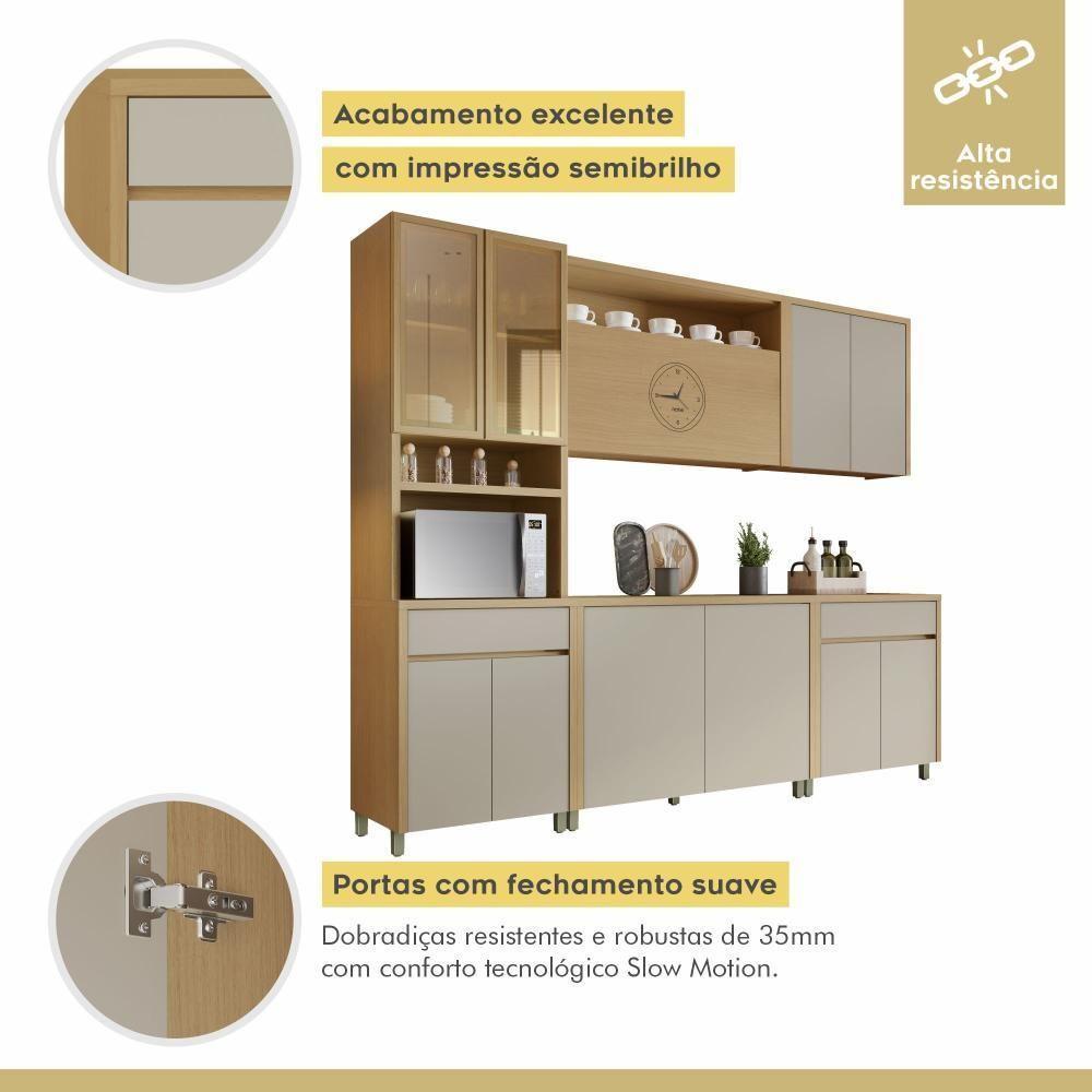 Cozinha Completa 11 Portas 2 Gavetas Condessa Carvalho/greige Nesher Carvalho/greige - 3