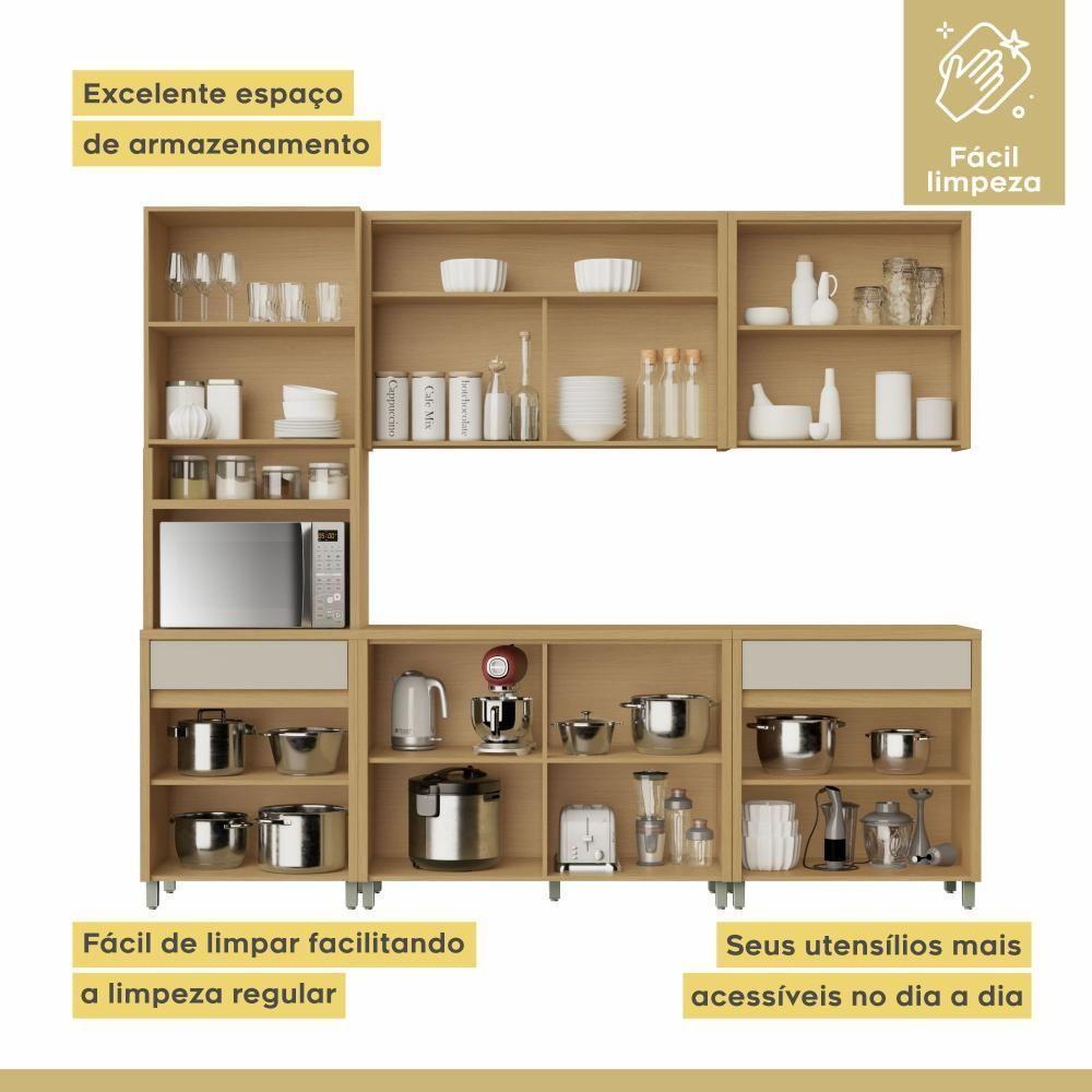 Cozinha Completa 11 Portas 2 Gavetas Condessa Carvalho/greige Nesher Carvalho/greige - 10