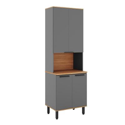 Paneleiro De Cozinha Castanha 700mm Para Micro-ondas 4 Portas Cinza freijó