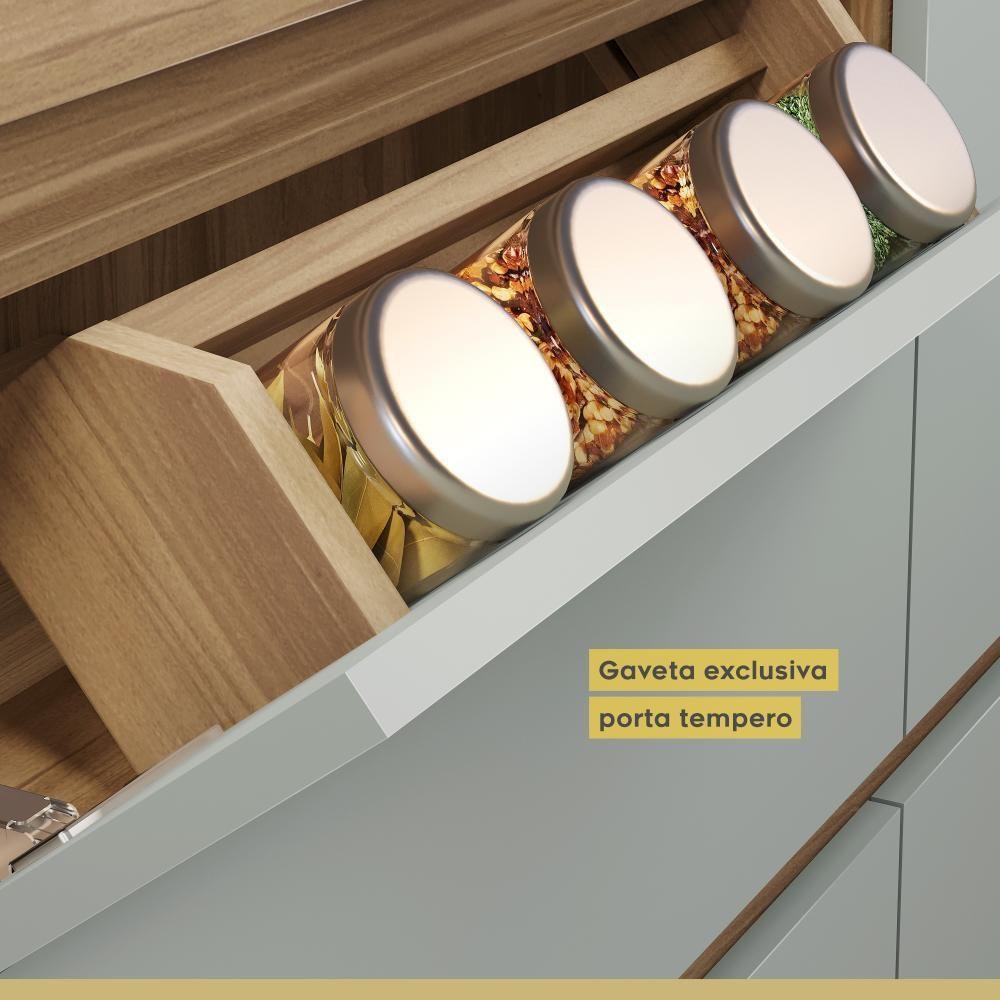 Cozinha Completa Rainha 10 Portas 8 Gavetas Ripado 100% Mdf Nature/verde Nesher Nature/verde - 6