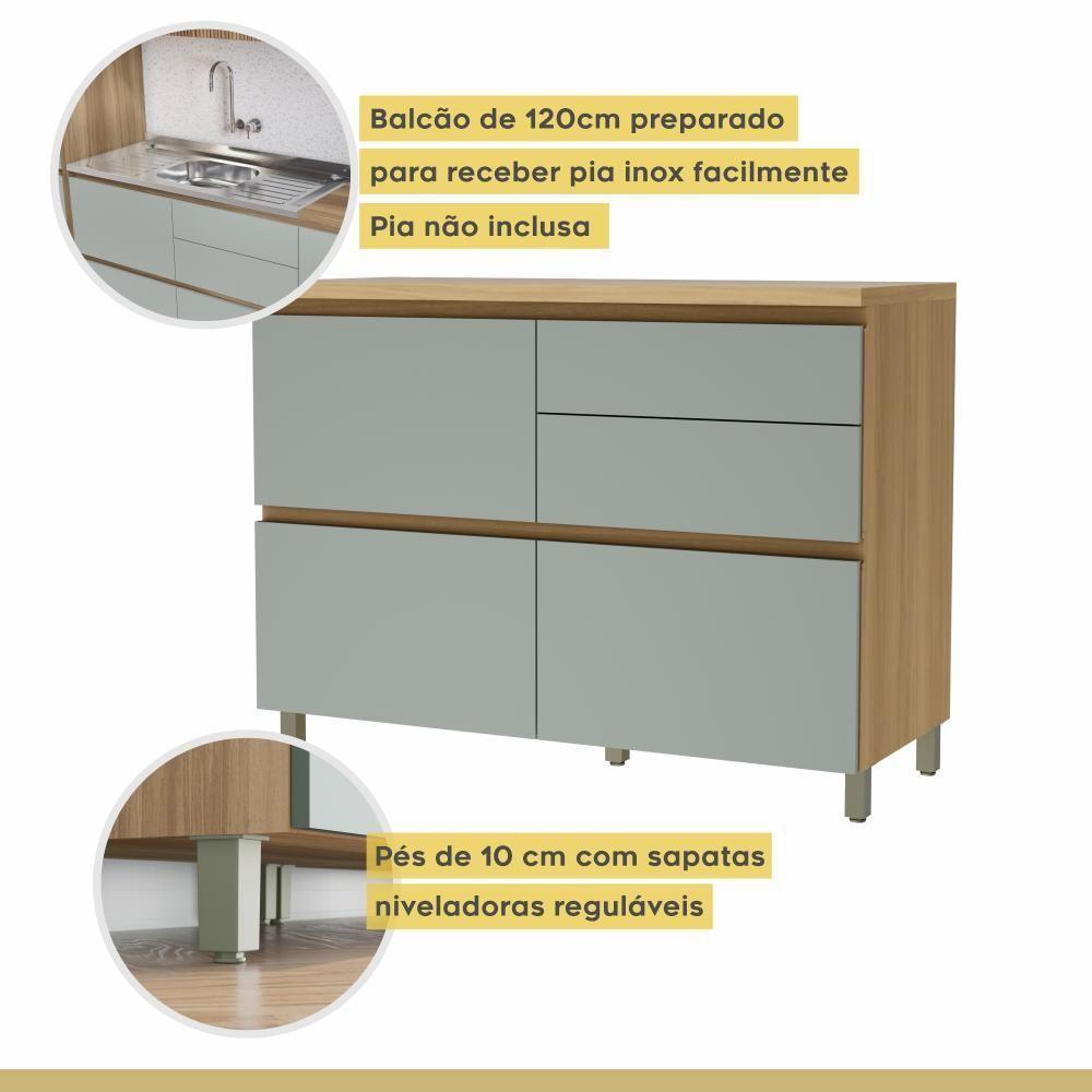 Cozinha Completa Rainha 10 Portas 8 Gavetas Ripado 100% Mdf Nature/verde Nesher Nature/verde - 9
