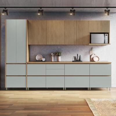 Cozinha Completa Rainha 11 Portas 8 Gavetas MDF 340cm Verde Nature com Pés Reguláveis