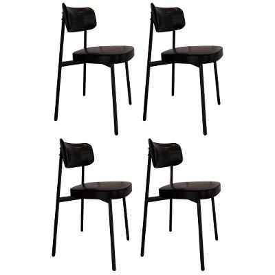 Cadeira De Jantar Estofada Kit 4 Ella M25 Sintético Preto - Mpozenato