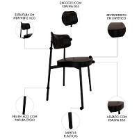 Cadeira De Jantar Estofada Kit 4 Ella M25 Sintético Preto - Mpozenato - 3