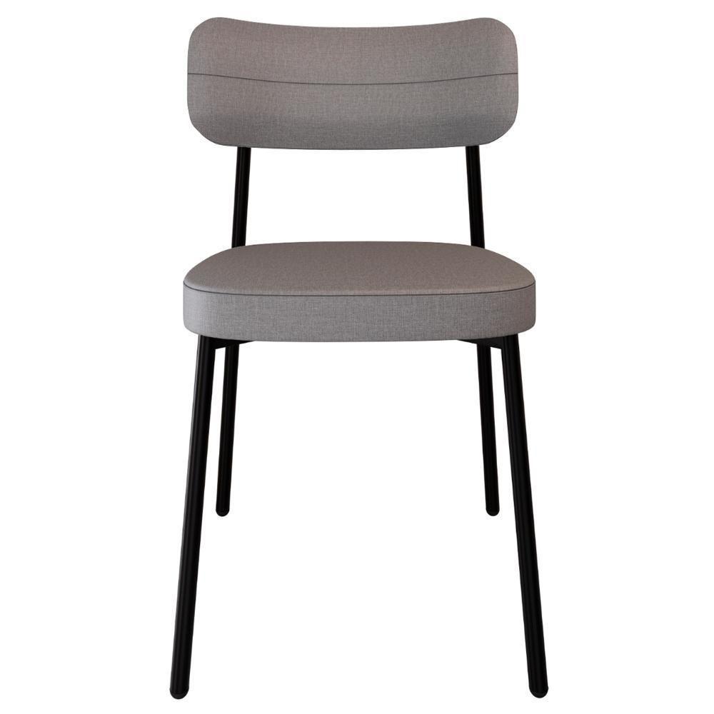 Cadeira De Jantar Estofada Kit 2 Ella M25 Linho Cinza Cl - Mpozenato - 6