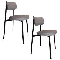 Cadeira De Jantar Estofada Kit 2 Ella M25 Linho Cinza Cl - Mpozenato - 1
