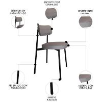 Cadeira De Jantar Estofada Kit 2 Ella M25 Linho Cinza Cl - Mpozenato - 3