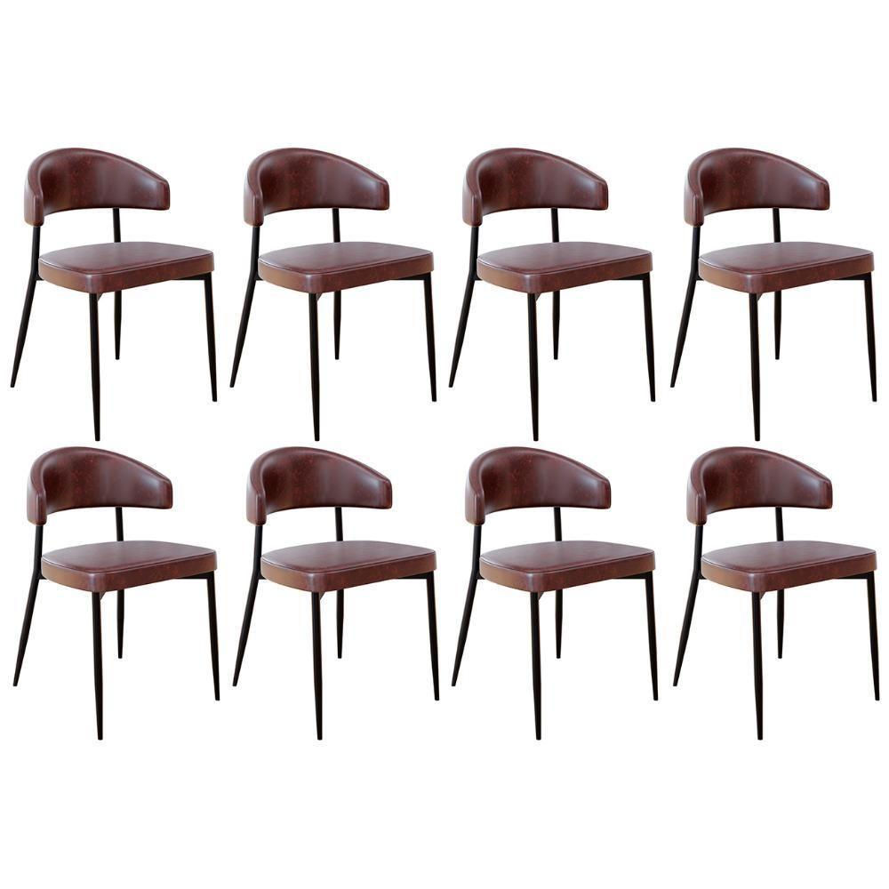 Cadeira De Jantar Estofada Kit 8 Chloe M25 Sintético Café - Mpozenato - 1