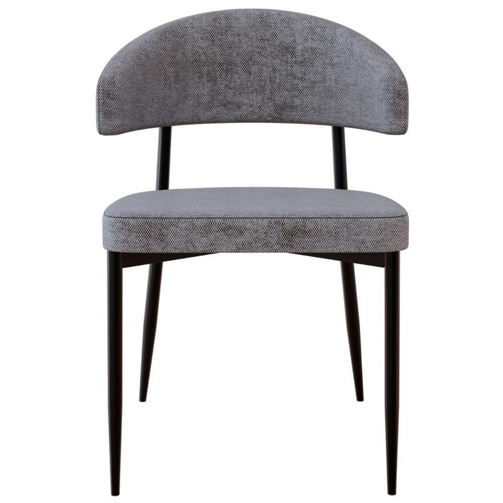 Cadeira De Jantar Estofada Kit 2 Chloe M25 Linho Lautrec Cinza - Mpozenato - 6