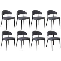 Cadeira De Jantar Estofada Kit 8 Chloe M25 Linho Lautrec Grafite - Mpozenato - 1