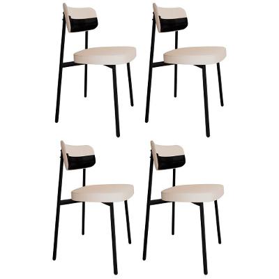 Cadeira De Jantar Estofada Kit 4 Ella M25 Linho Palha-preto - Mpozenato