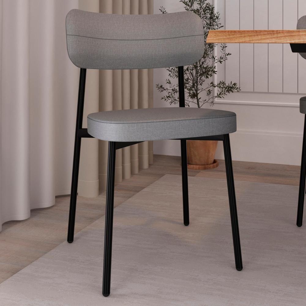 Cadeira De Jantar Estofada Fixa Ella M25 Linho Cinza Cl - Mpozenato - 2