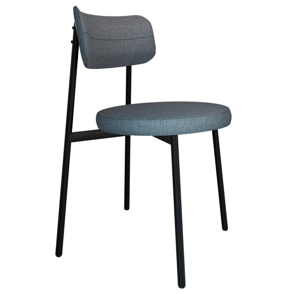 Cadeira De Jantar Estofada Kit 2 Nyka M25 Linho Cinza - Mpozenato - 5