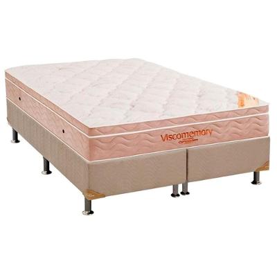 Cama Box King: Colchão Espuma Ortobom Viscomemory + Base CRC Suede Clean(193x203)