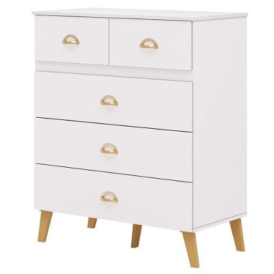 Cômoda Para Quarto 91cm 5 Gavetas Ibiza Flex Branco-camarim - Vila Rica