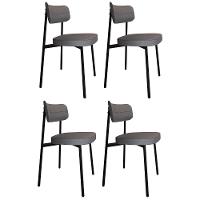 Cadeira De Jantar Estofada Kit 4 Ella M25 Linho Cinza - Mpozenato - 1