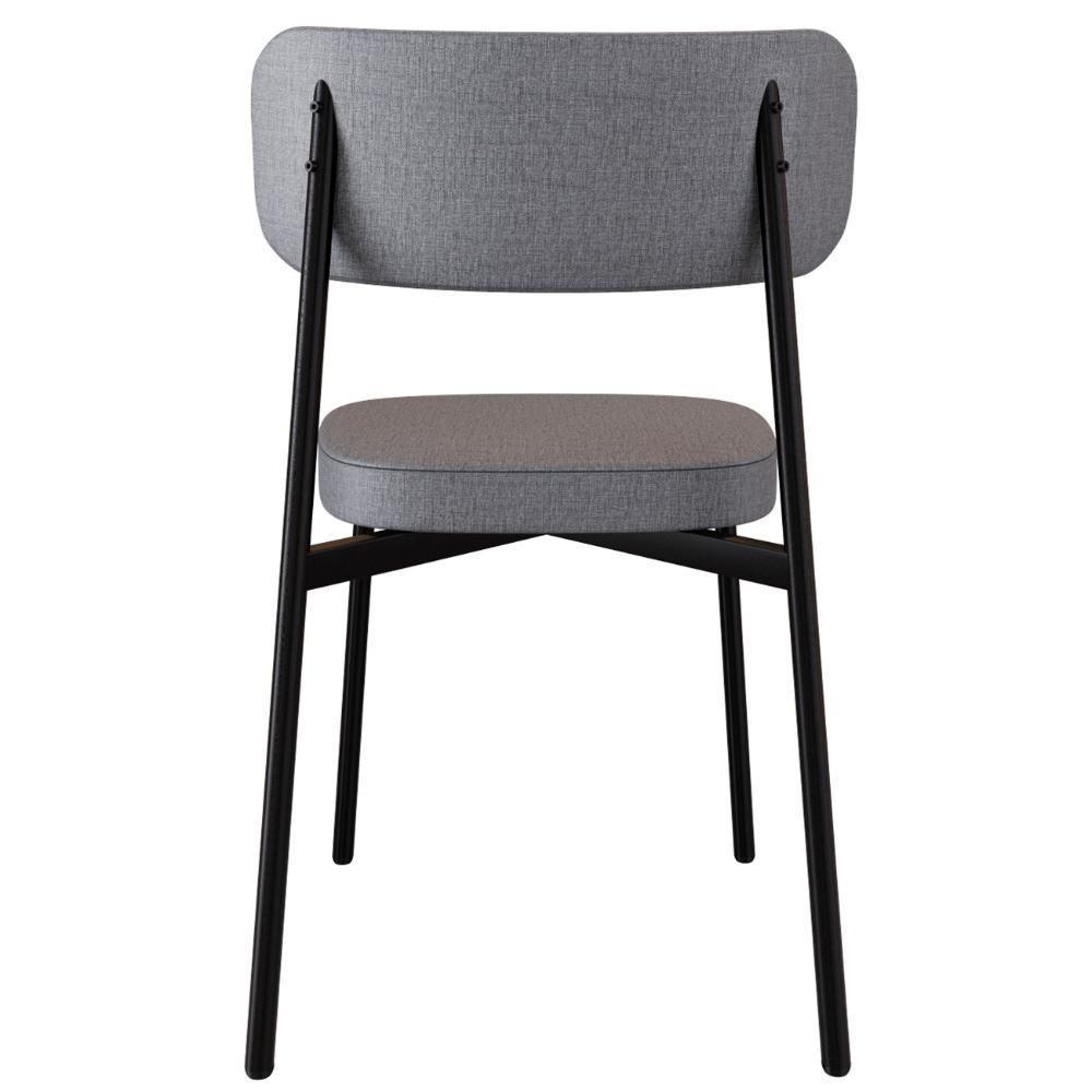 Cadeira De Jantar Estofada Kit 8 Ella M25 Linho Cinza-preto - Mpozenato - 7