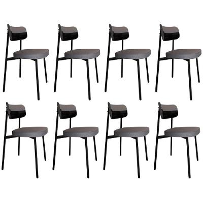 Cadeira De Jantar Estofada Kit 8 Ella M25 Linho Cinza-preto - Mpozenato