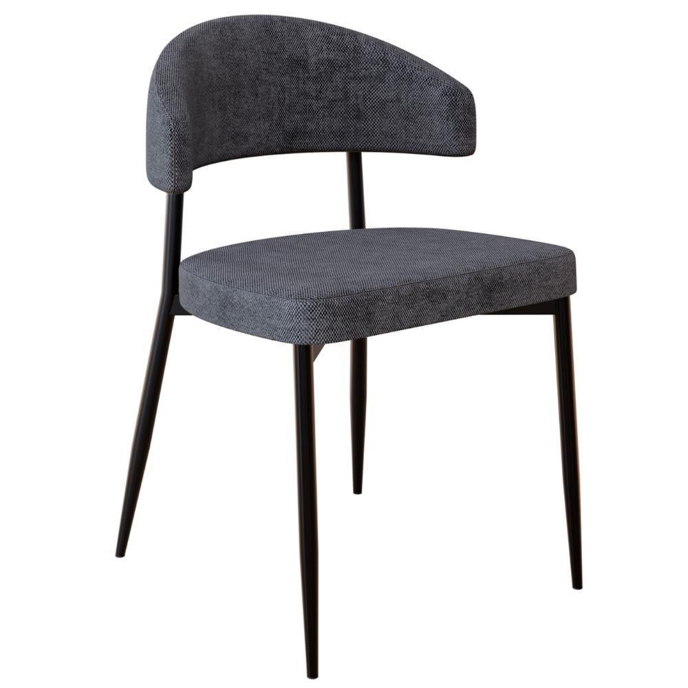 Cadeira De Jantar Estofada Fixa Chloe M25 Linho Lautrec Grafite - Mpozenato - 1