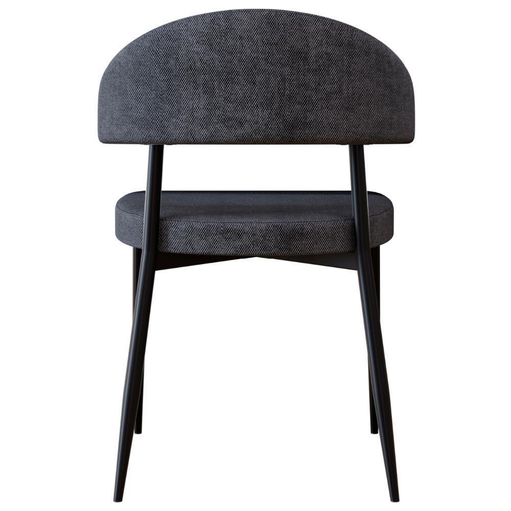 Cadeira De Jantar Estofada Fixa Chloe M25 Linho Lautrec Grafite - Mpozenato - 6