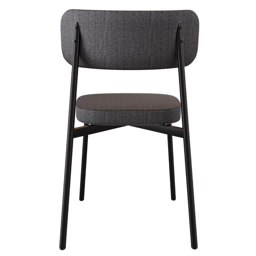 Cadeira De Jantar Estofada Kit 8 Ella M25 Linho Grafite-preto - Mpozenato - 7